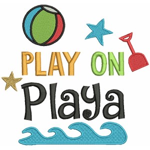 Play On Playa Beach Ball Summer Filled Machine Embroidery Design Digitized Pattern